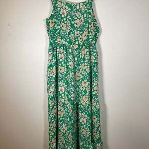 Jessica Simpson Womens Green Floral Sleeveless Maxi Dress with Back Tie Sm